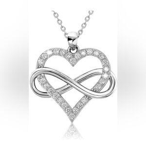 NIB Sash and Sophie infinity heart sterling silver cubic zirc necklace